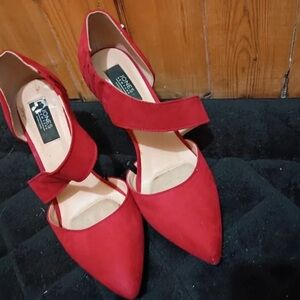 Jones New York Red Pointed Mary Jane Heels with Ankle Strap